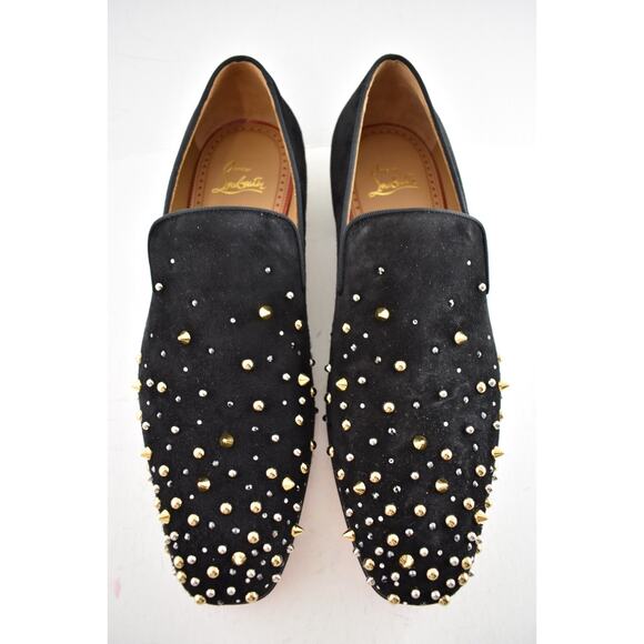 Christian Louboutin Mens Milkylion Flat Black Suede Gold Spike Dress Loafer 40 7 main image 13